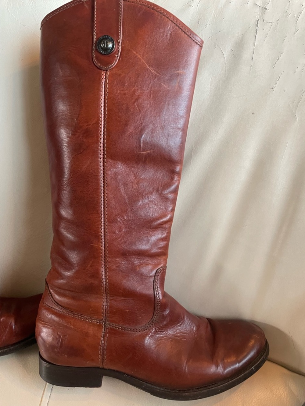 Frye Leather Knee-High Riding Boots in Chestnut Brown - Women size 7.5B - Picture 11 of 16